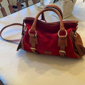 Dooney and Bourke leather and red suede handbag in almost new condition!